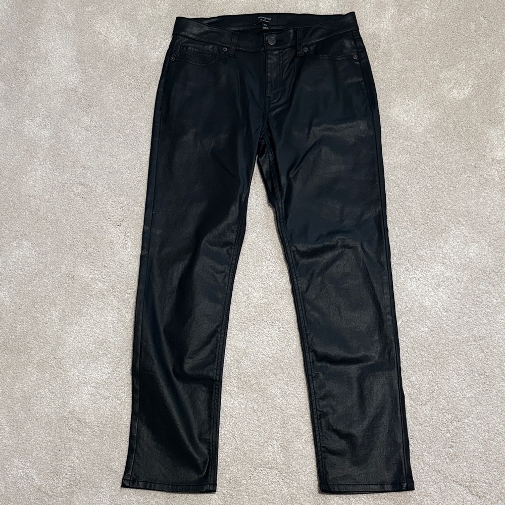 Like New! Worn One Time! Women's Coated Black Mid-Rise Straight Leg Jeans-Size 4